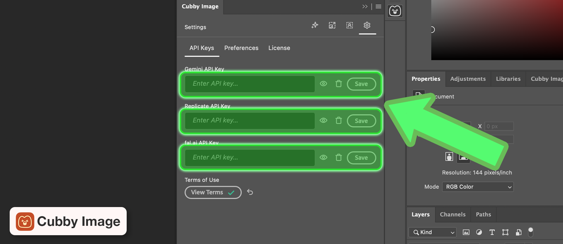 Enter API keys